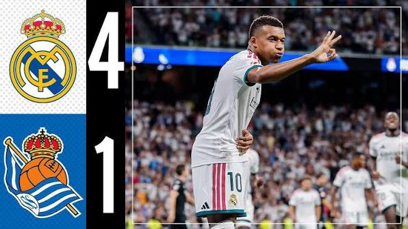 Real Madrid 4-1 Real Sociedad was a convincing victory for Real Madrid, with Kylian Mbappé scoring a brilliant hat-trick in an impressive La Liga match